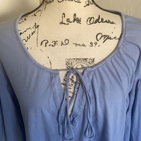 Urban Outfitters Boho Blue Belle Peasant Crochet Sleeve Top Contemporary Casual - Picture 8 of 14